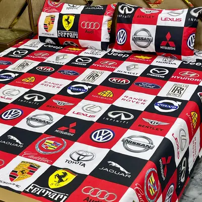 3 Pcs Cotton Printed Double Bedsheet