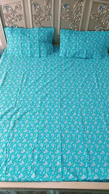 3 Pcs Cotton Printed Double Bedsheet