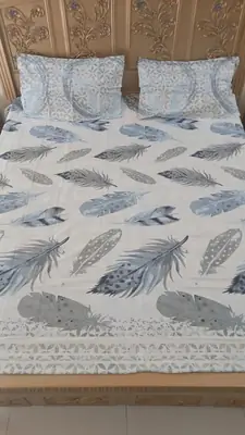 3 Pcs Cotton Printed Double Bedsheet
