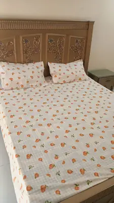 3 Pcs Cotton Printed Double Bedsheet