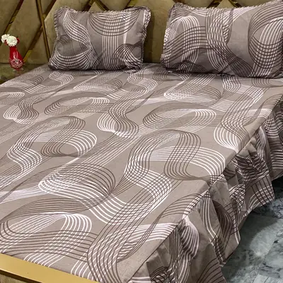 3 Pcs Cotton Frill Double Bedsheet