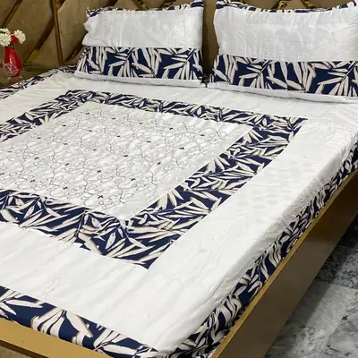 3 Pcs Cotton Patchwork Double Bedsheet