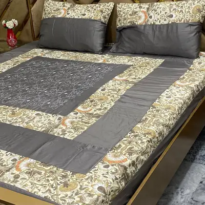 3 Pcs Cotton Patchwork Double Bedsheet