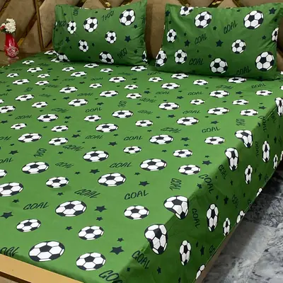 3 Pcs Cotton Printed Double Bedsheet