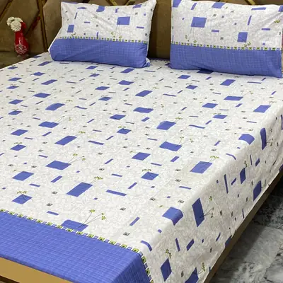 3 Pcs Cotton Printed Double Bedsheet