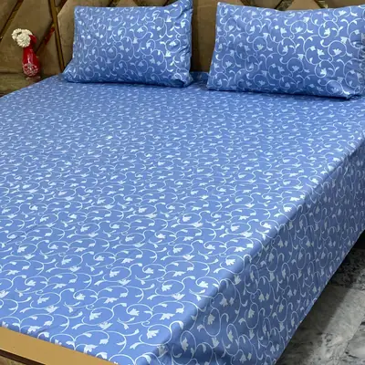 3 Pcs Cotton Printed Double Bedsheet