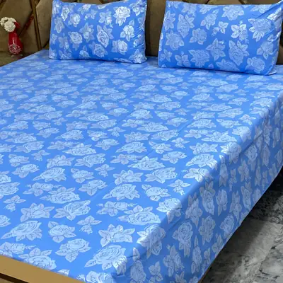 3 Pcs Cotton Printed Double Bedsheet