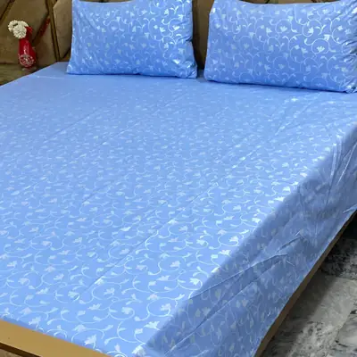 3 Pcs Cotton Printed Double Bedsheet
