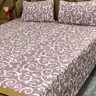 3 Pcs Cotton Printed Double Bedsheet