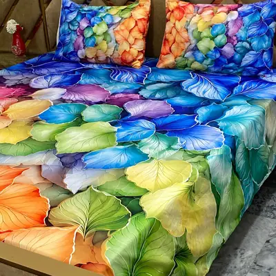 3 Pcs Micro Cotton Printed Double Bedsheet