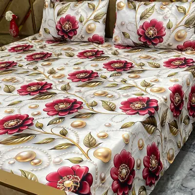 3 Pcs Micro Cotton Printed Double Bedsheet