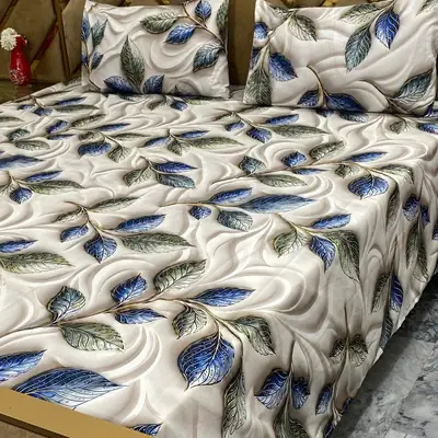 3 Pcs Micro Cotton Printed Double Bedsheet