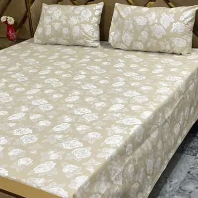 3 Pcs Cotton Printed Double Bedsheet