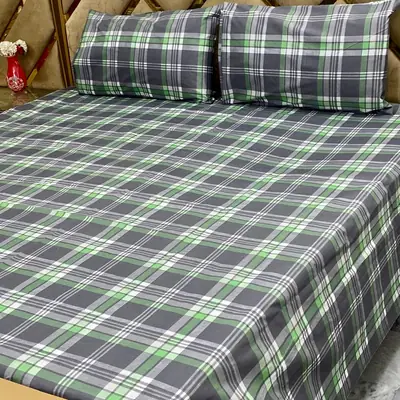3 Pcs Cotton Printed Double Bedsheet