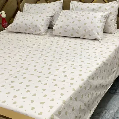 5 Pcs Cotton Printed Double Bedsheet