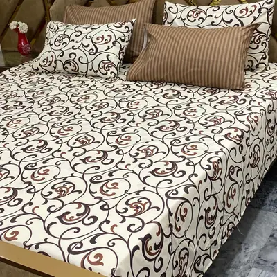5 Pcs Cotton Printed Double Bedsheet