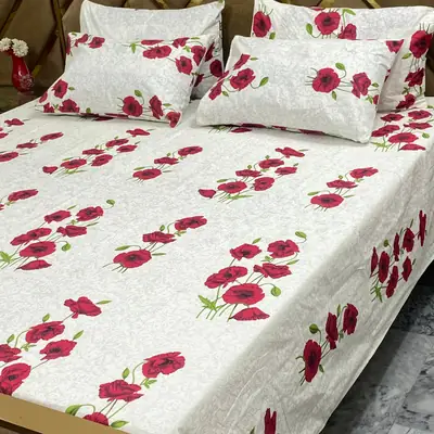 5 Pcs Cotton Printed Double Bedsheet