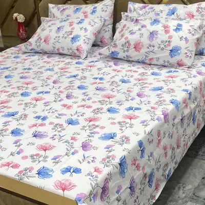 5 Pcs Cotton Printed Double Bedsheet