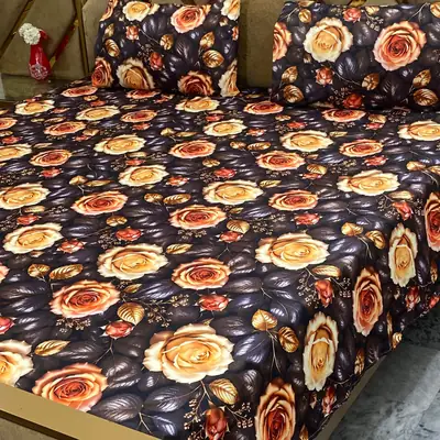 3 Pcs Micro Cotton Printed Double Bedsheet