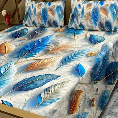 3 Pcs Micro Cotton Printed Double Bedsheet
