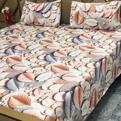 3 Pcs Micro Cotton Printed Double Bedsheet