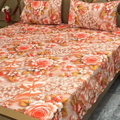 3 Pcs Micro Cotton Printed Double Bedsheet