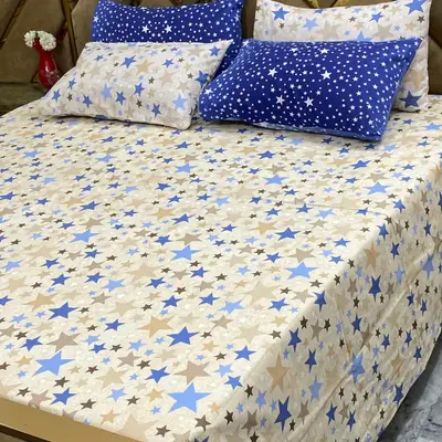 5 Pcs Cotton Printed Double Bedsheet