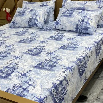 5 Pcs Cotton Printed Double Bedsheet