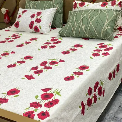 5 Pcs Cotton Printed Double Bedsheet