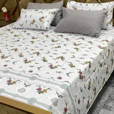 5 Pcs Cotton Printed Double Bedsheet