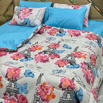 6 Pcs Cotton Printed Comforter Set