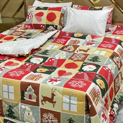 6 Pcs Cotton Printed Comforter Set
