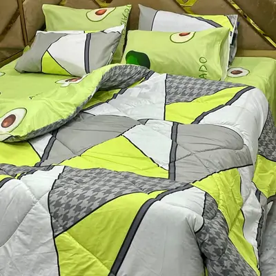 6 Pcs Cotton Printed Comforter Set