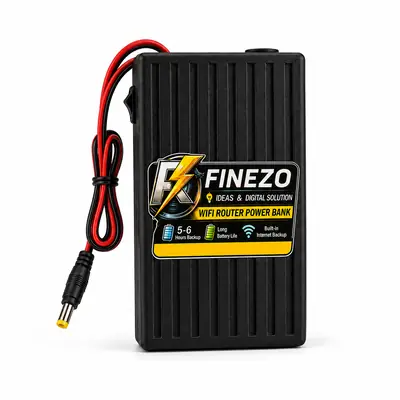 Finezo WiFi Router Power Bank 12V 6000mAh – 5-6 Hours Backup Mini UPS for WiFi Router & Modem – Supports 1A & 0.5A Devices – Portable Power Backup for Internet During Load Shedding