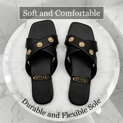 Women's Elegant Cross Strap Casual Flat Slippers  thumbnail 3