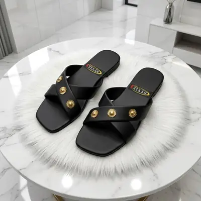 Women's Elegant Cross Strap Casual Flat Slippers  thumbnail 4