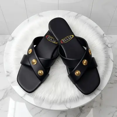 Women's Elegant Cross Strap Casual Flat Slippers  thumbnail 6