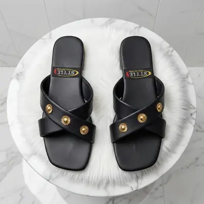 Women's Elegant Cross Strap Casual Flat Slippers  thumbnail 7