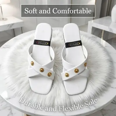 Women's Elegant Cross Strap Casual Flat Slippers  thumbnail 2