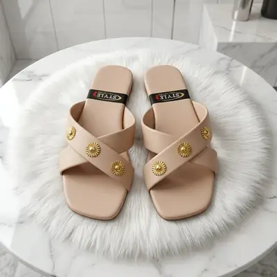 Women's Elegant Cross Strap Casual Flat Slippers  thumbnail 5