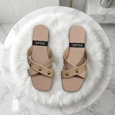 Women's Elegant Cross Strap Casual Flat Slippers  thumbnail 6