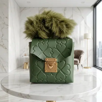 Trendy Girl's Mini Handbag - 1 Pc Embossed Green Style thumbnail 4
