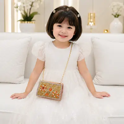 Kids Girls Glitter Party Shoulder HandBag With Chain
