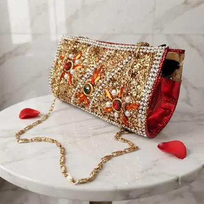 Kids Girls Glitter Party Shoulder HandBag With Chain thumbnail 7