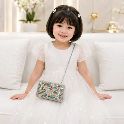 Kids Girls Glitter Party Shoulder HandBag With Chain