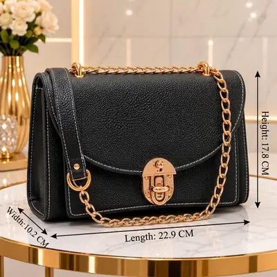 Royal Black Luxe Chain Crossbody Bag  thumbnail 2
