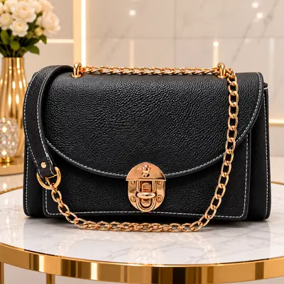 Royal Black Luxe Chain Crossbody Bag  thumbnail 3