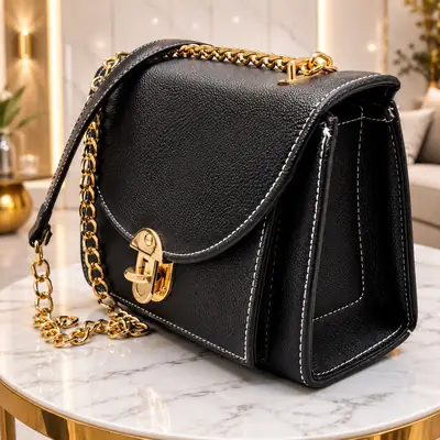 Royal Black Luxe Chain Crossbody Bag  thumbnail 4