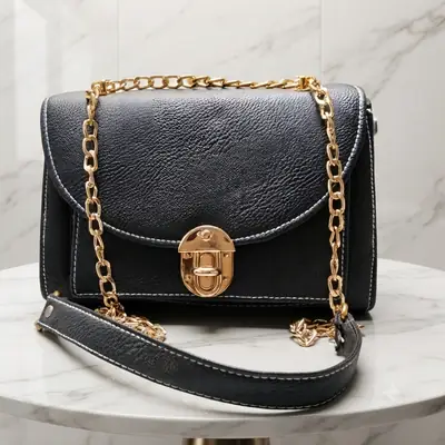 Royal Black Luxe Chain Crossbody Bag  thumbnail 6