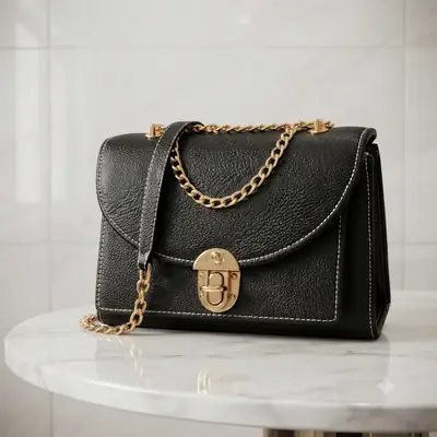 Royal Black Luxe Chain Crossbody Bag  thumbnail 7